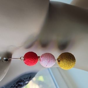 Red Pink Gold Earrings